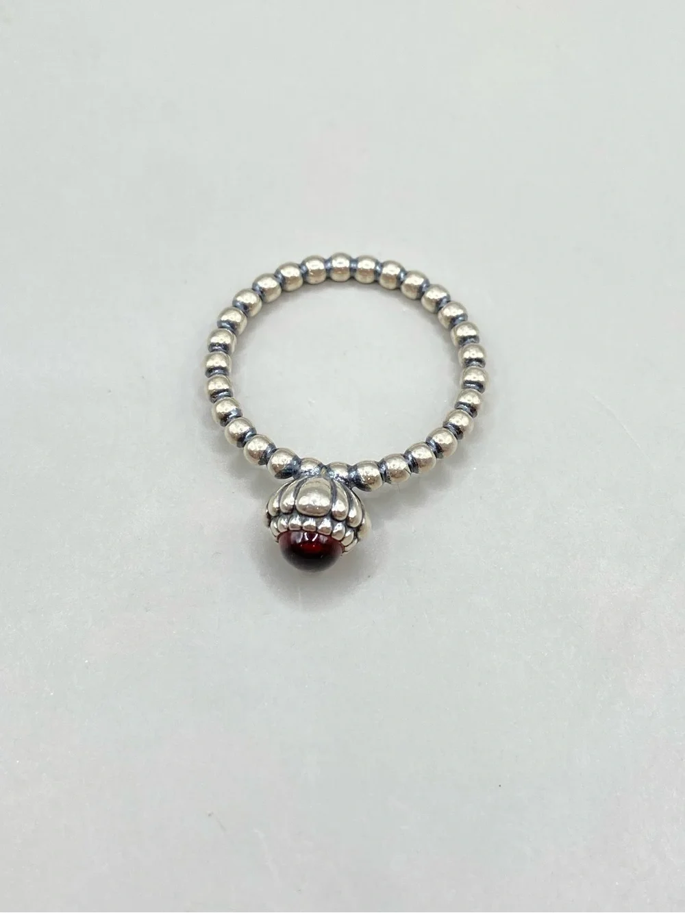 Pandora Garnet Birthday Bloom Birthstone Ring